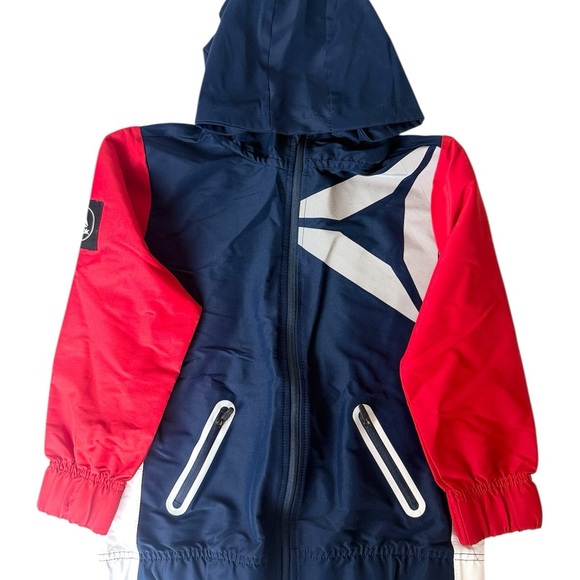 Reebok Colorblock Windbreaker Jacket Kids Size XS (4/5) – Red Navy White - Picture 1 of 6